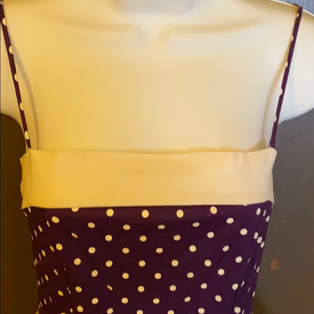 50s-60s Rockabilly Pin-up Swing Purple Polka Dress - Picture 6 of 8